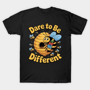 Dare To Be Different Bee Puzzle Cool Autism Awareness Gift T-Shirt